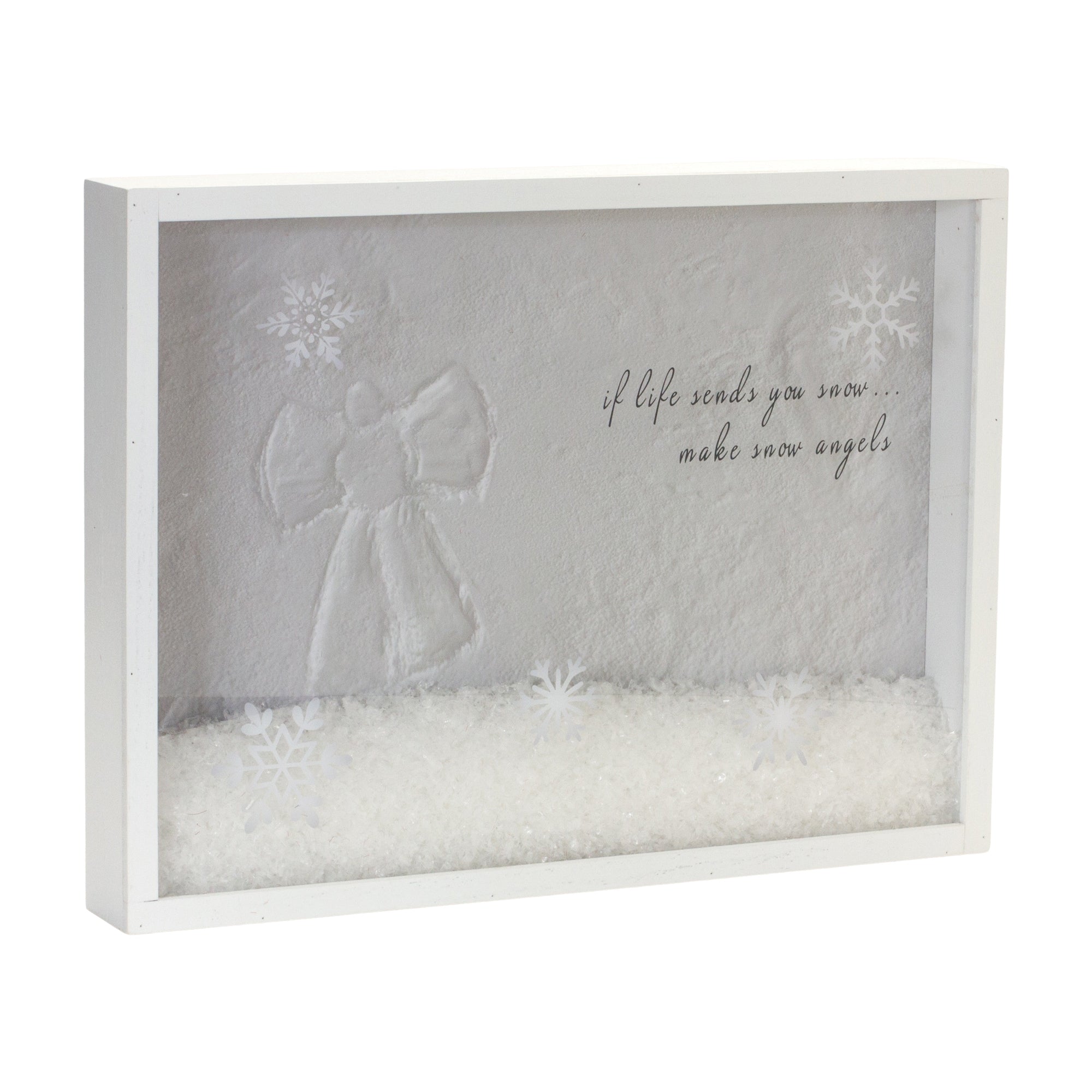 Christmas Frame w/Snow 15.75"L x 11.75"H Wood/Acrylic