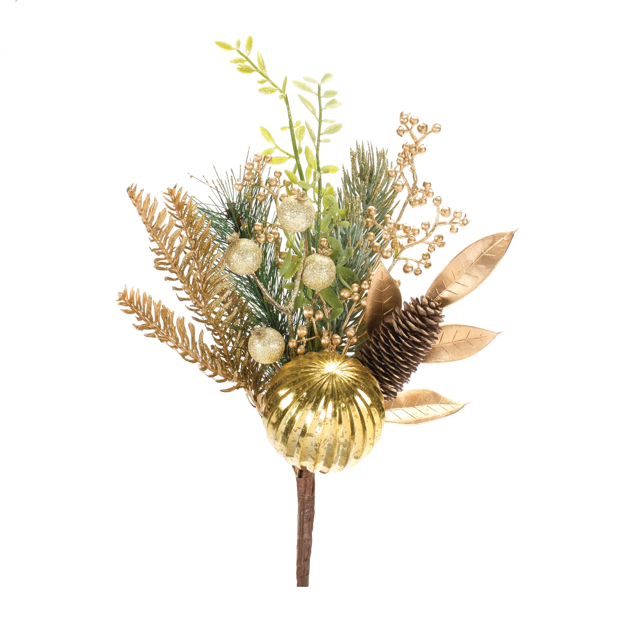 Pine Spray w/Bay Leaf & Ornament 19”H