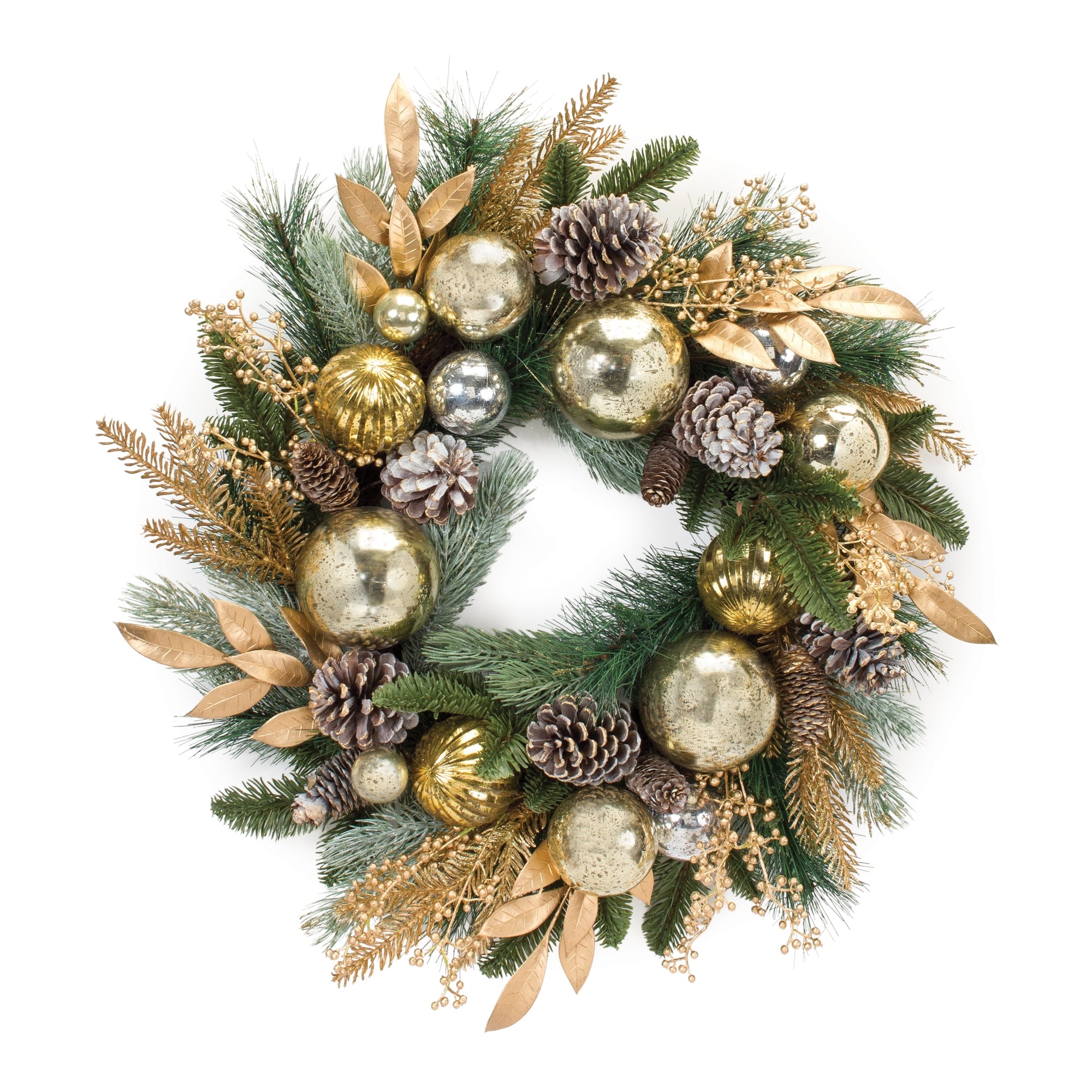 Pine Wreath w/Bay Leaf & Ornament 27”D