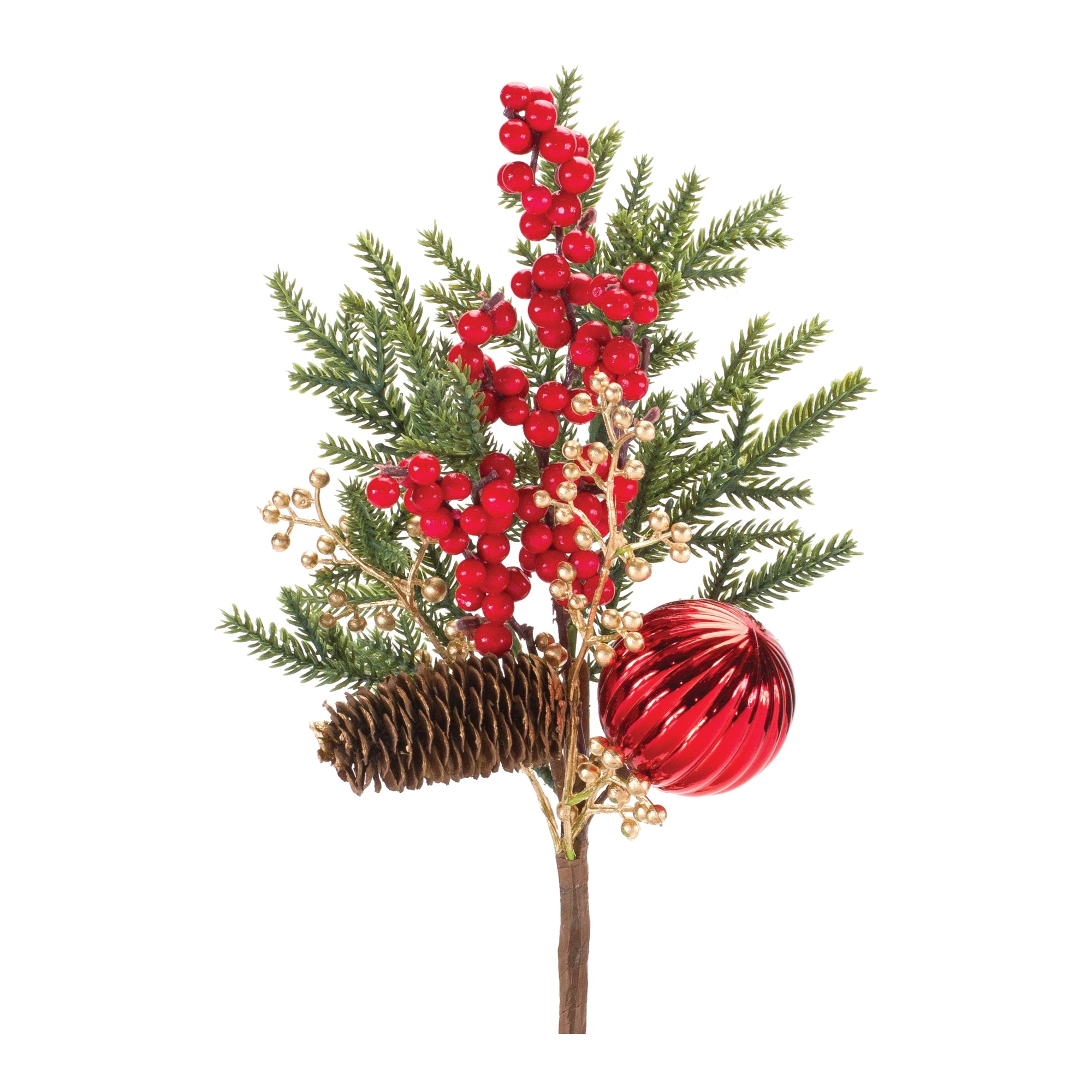 Pine Spray w/Berry & Ornament 16”H