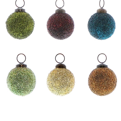 Crystalized Glass Ornament - Sm - Set of 6, Assorted Colors - 6 colors, Assorted