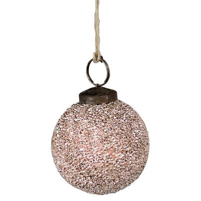 Crystalized Glass Ornament, Blush Pink - 2”