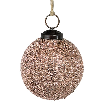 Crystalized Glass Ornament, Blush Pink - 3”