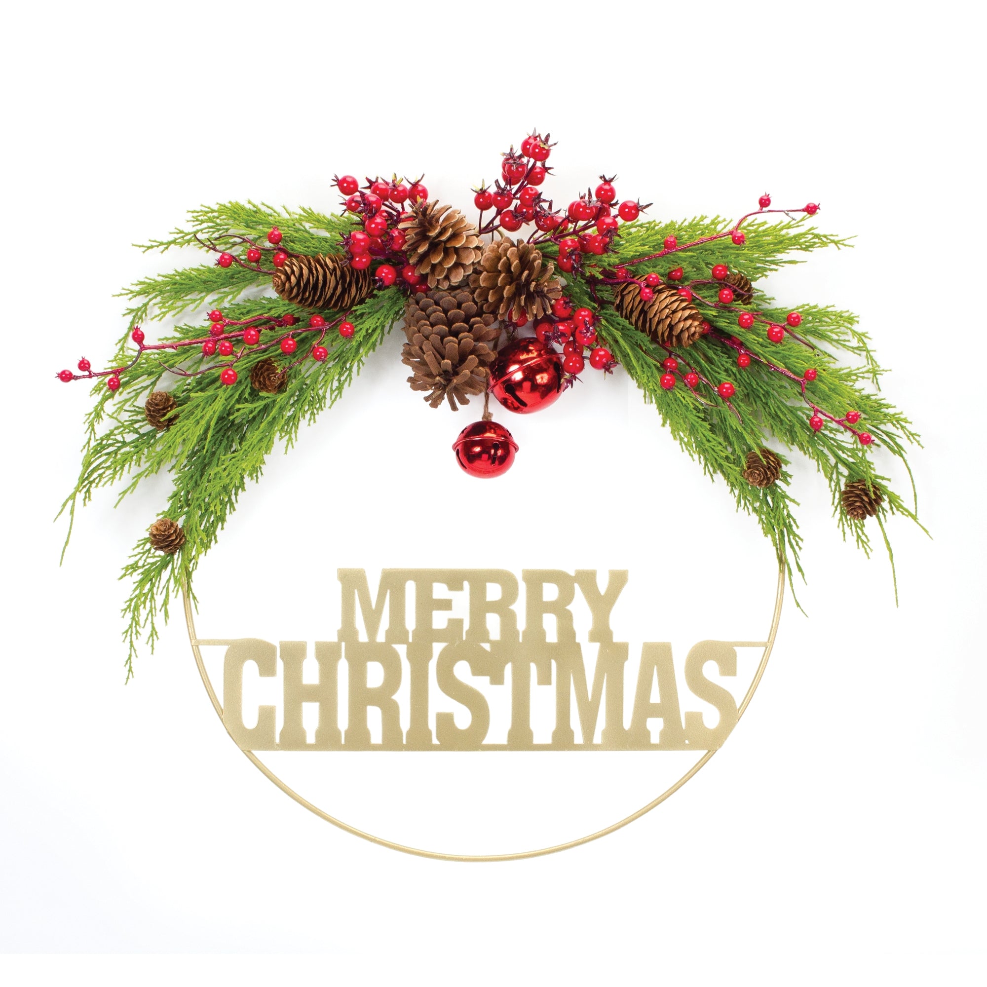 Merry Christmas Sign and Pine Wall Décor 28.5"L x 21"H /Metal