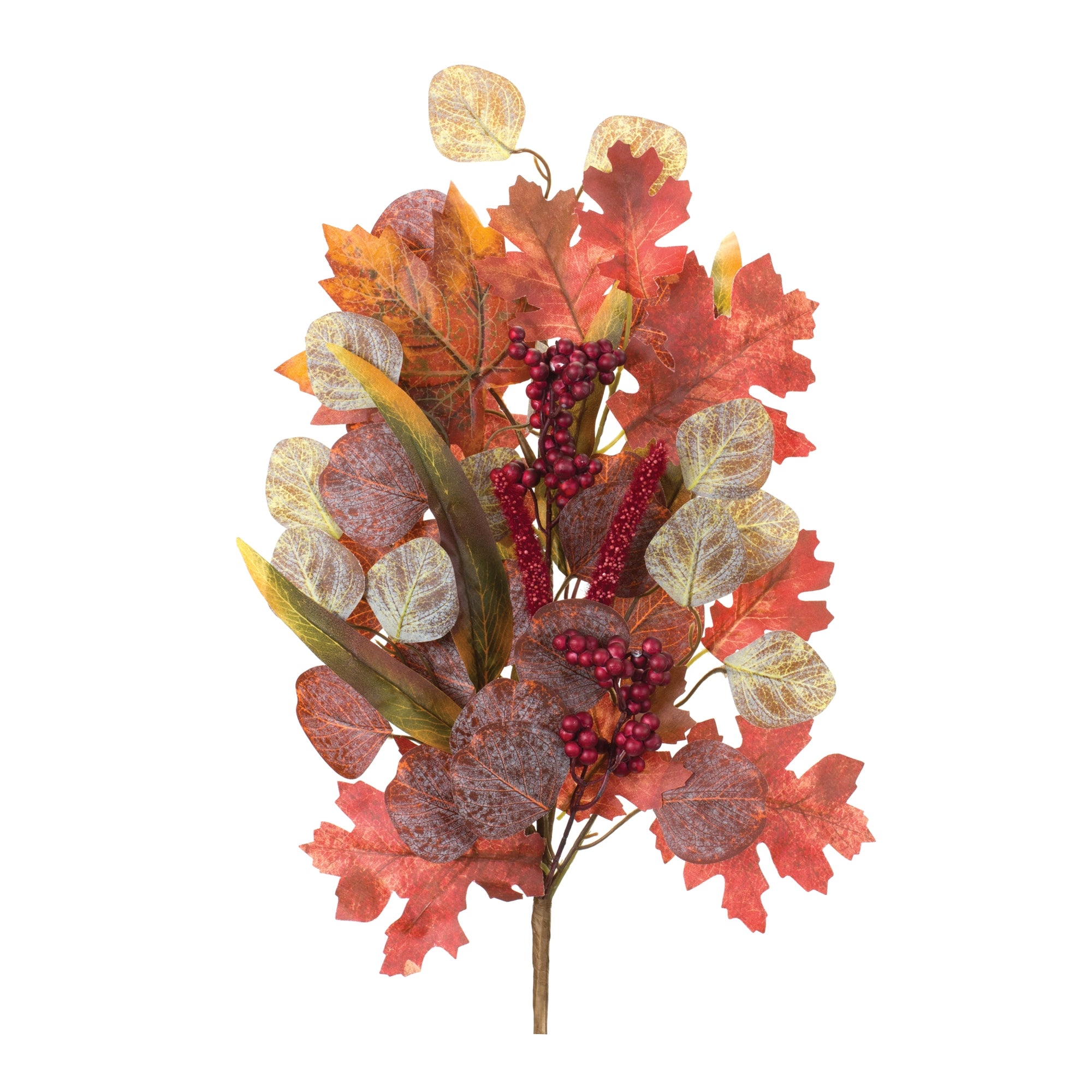 Mixed Fall Leaf Stem 28”H Polyester
