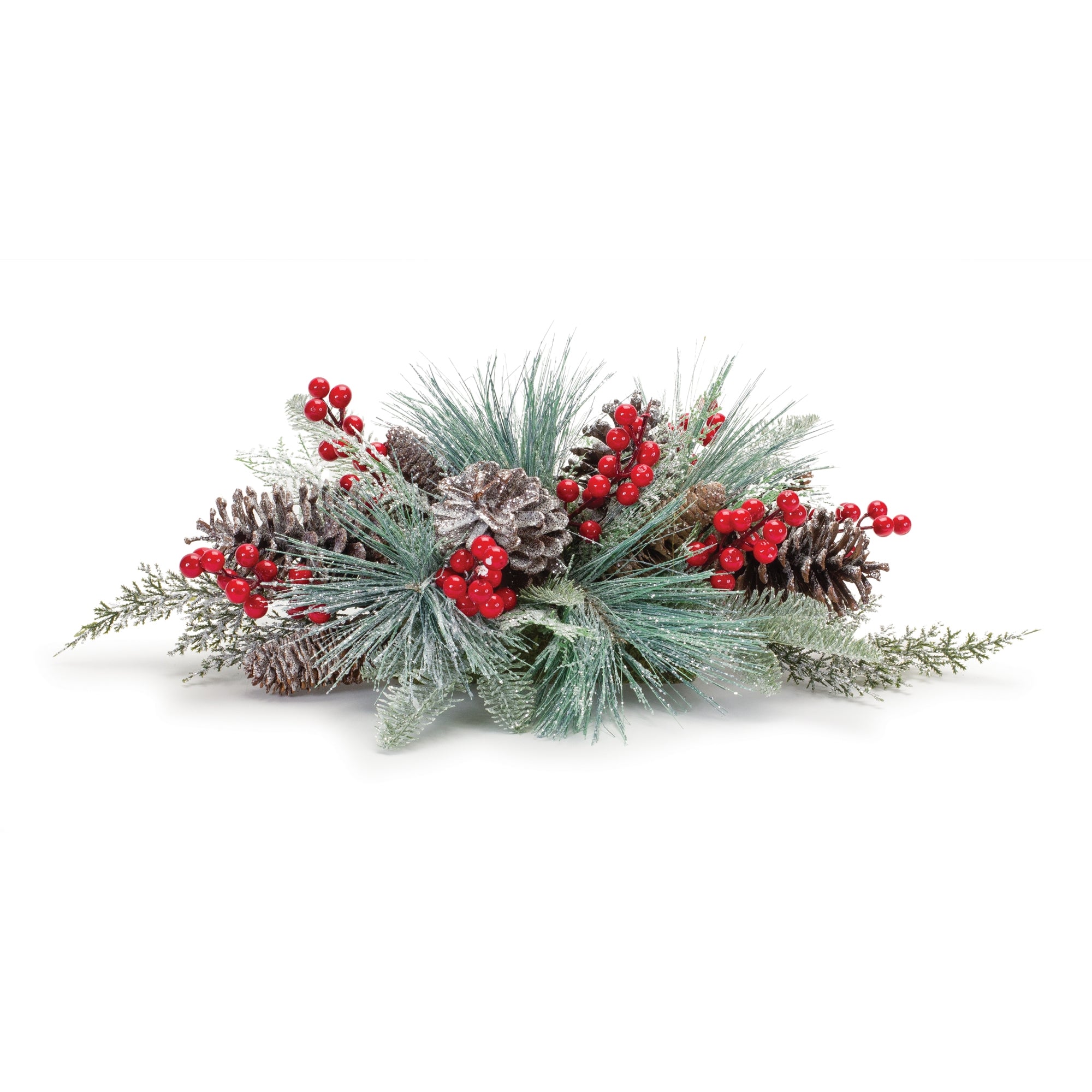 Pine/Berry/Cone Centerpiece 25.25"L x 8.5"H