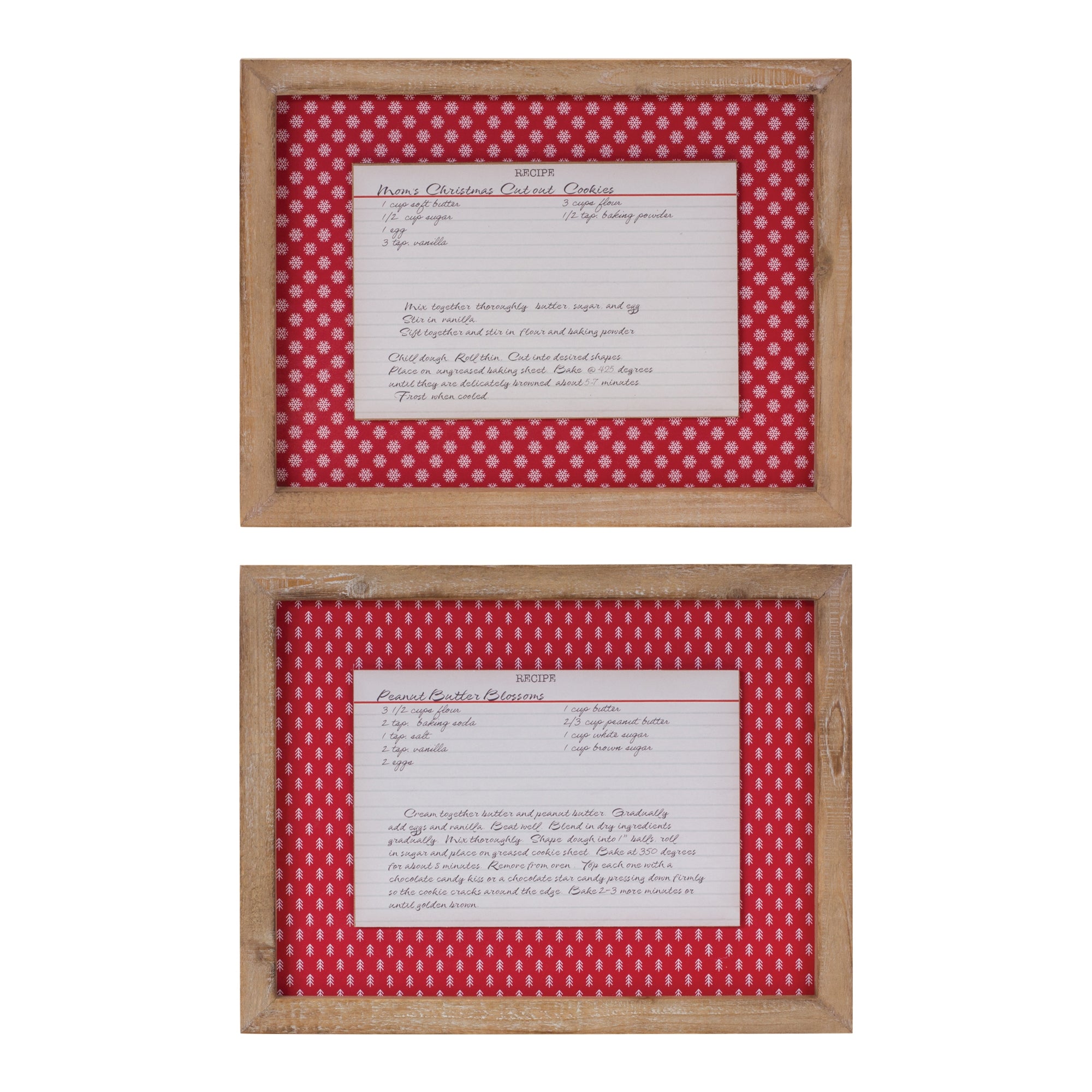 Framed Christmas Cookie Recipe (2 Asst) 13.5"L x 10.25"H Wood/Wood