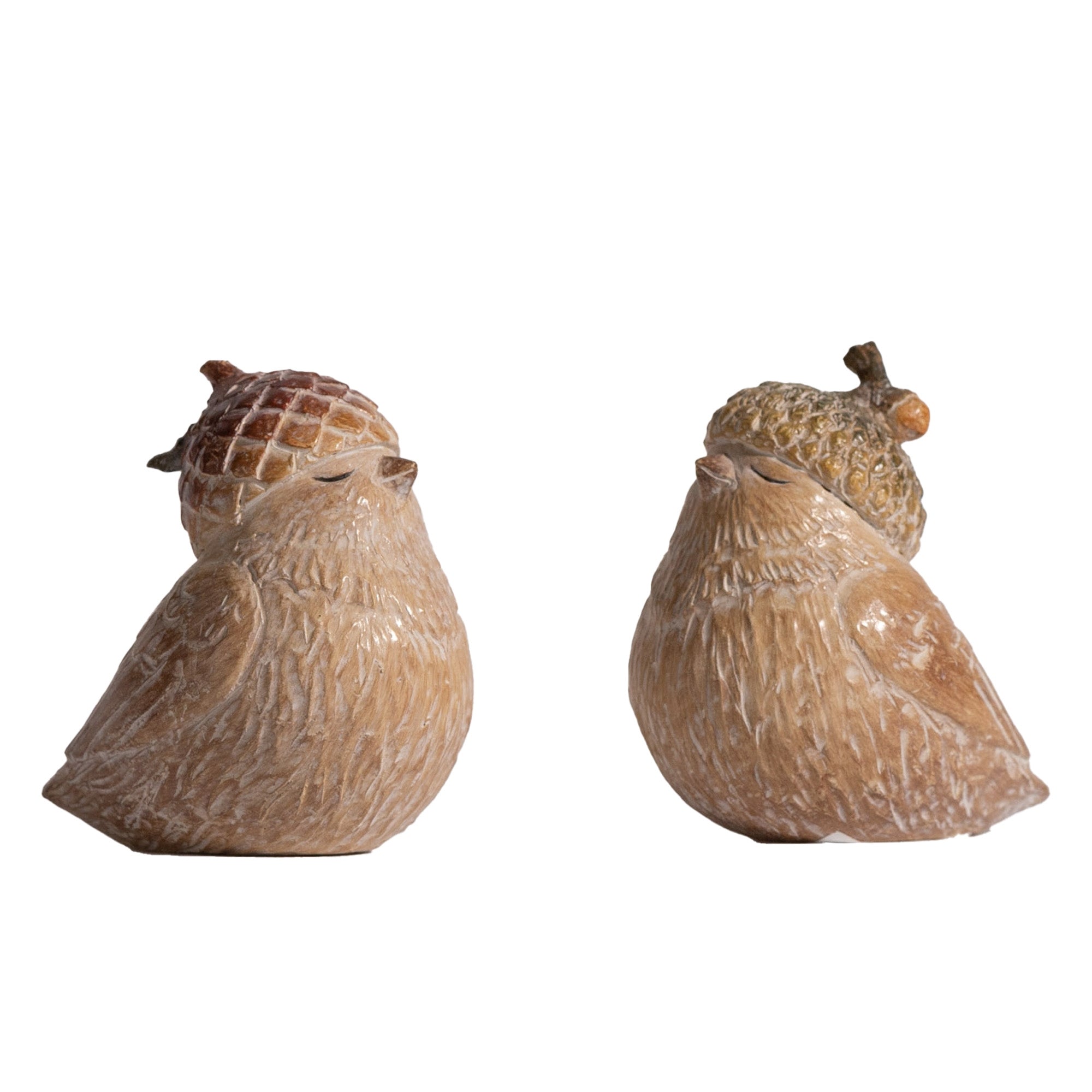 Bird w/Acorn Hat (2 Asst) 3”H Resin