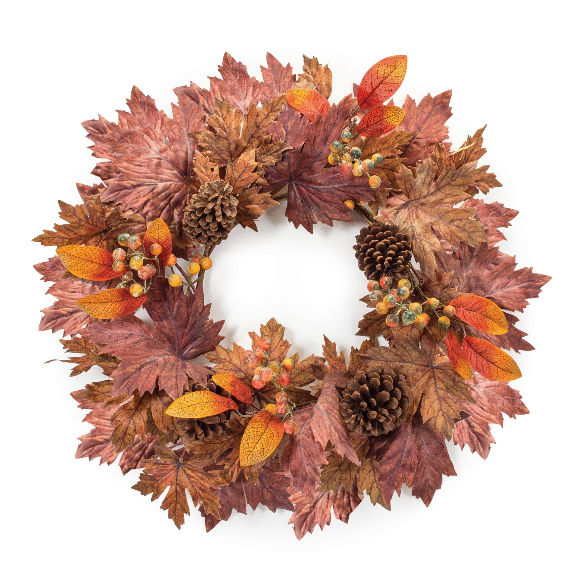 Fall Maple Leaf Wreath 22”D Polyester