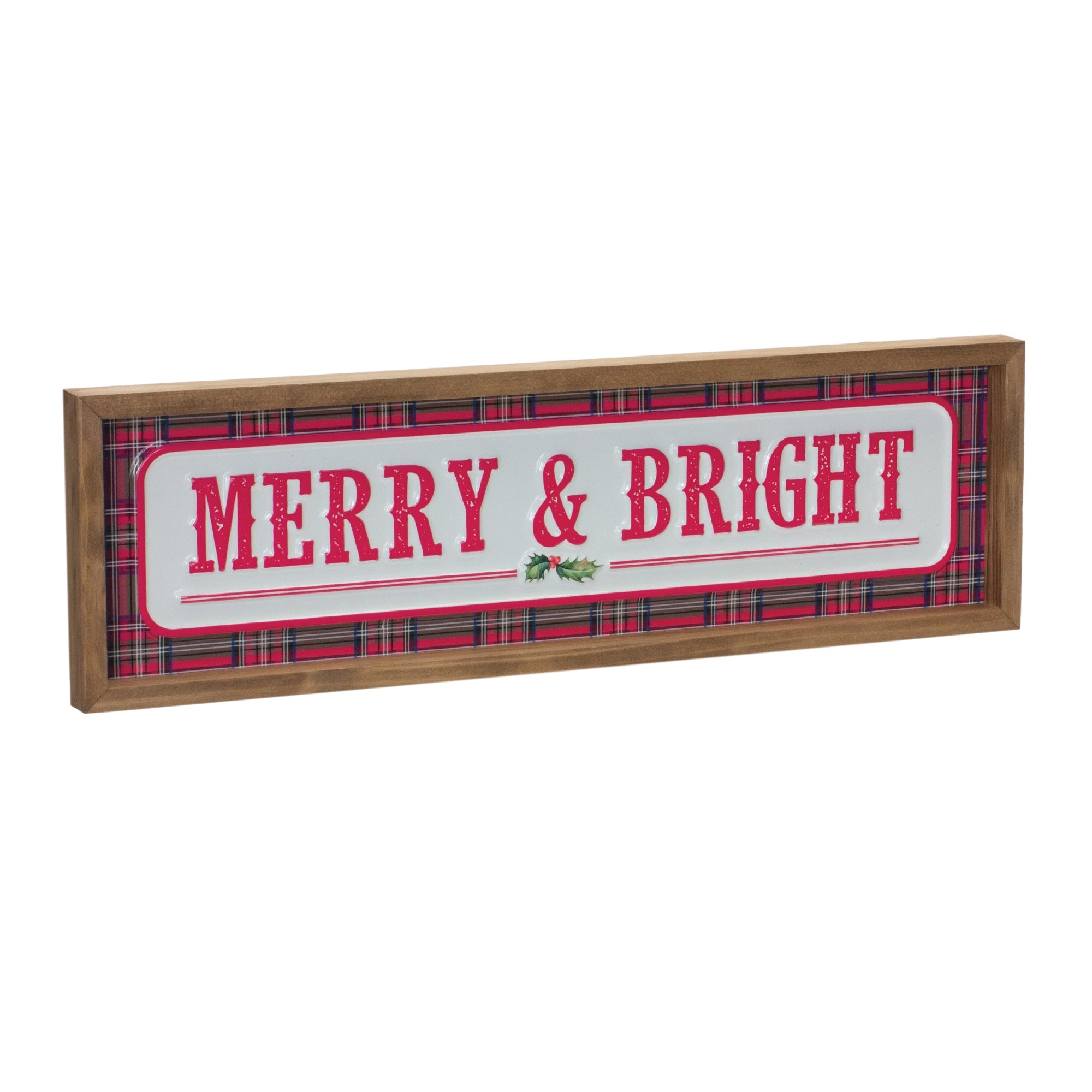 Merry & Bright Sign 19.75"L x 5.75"H Wood/Metal