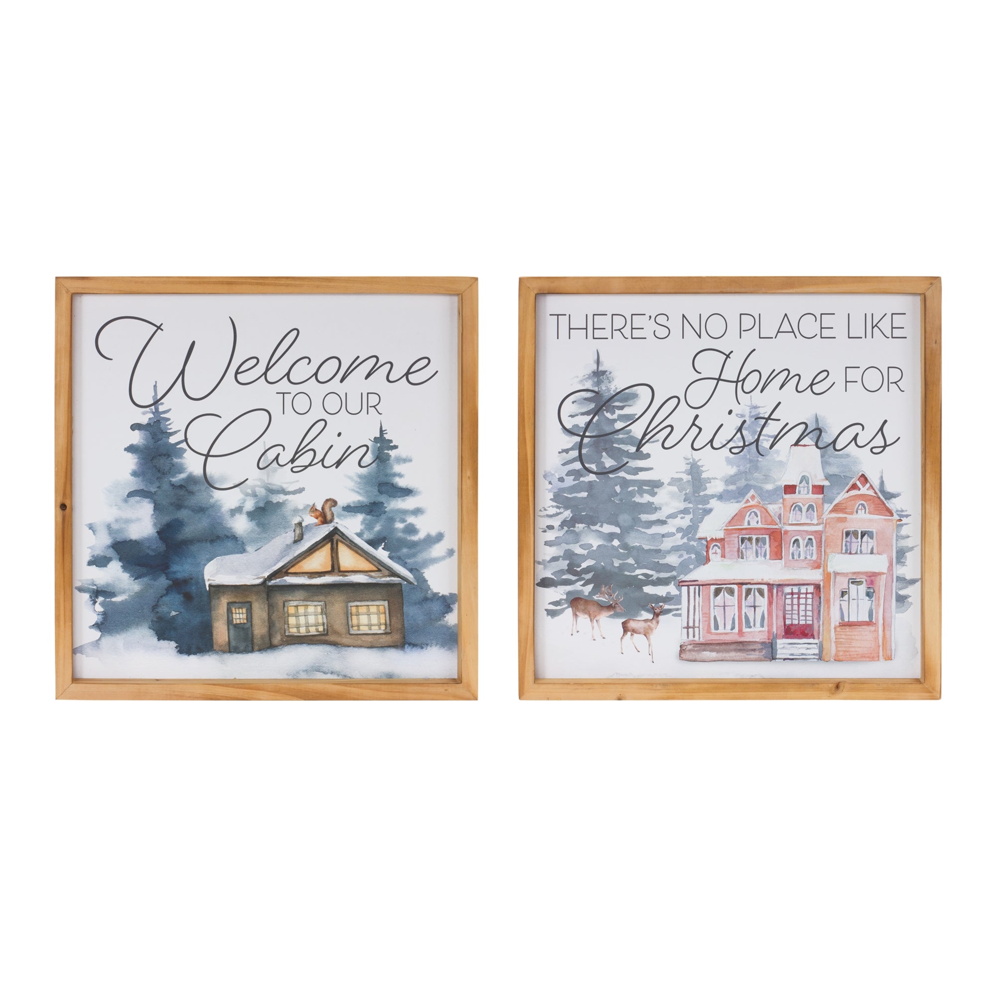 Home and Cabin Frame (2 Asst) 14”SQ Wood/Wood