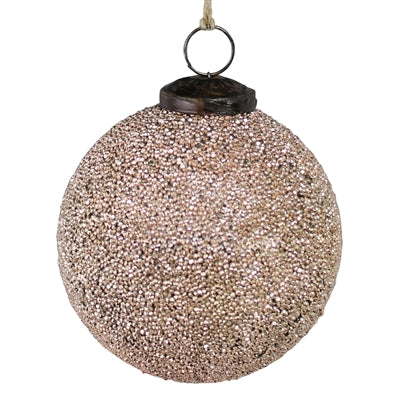 Crystalized Glass Ornament, Blush Pink - 4”
