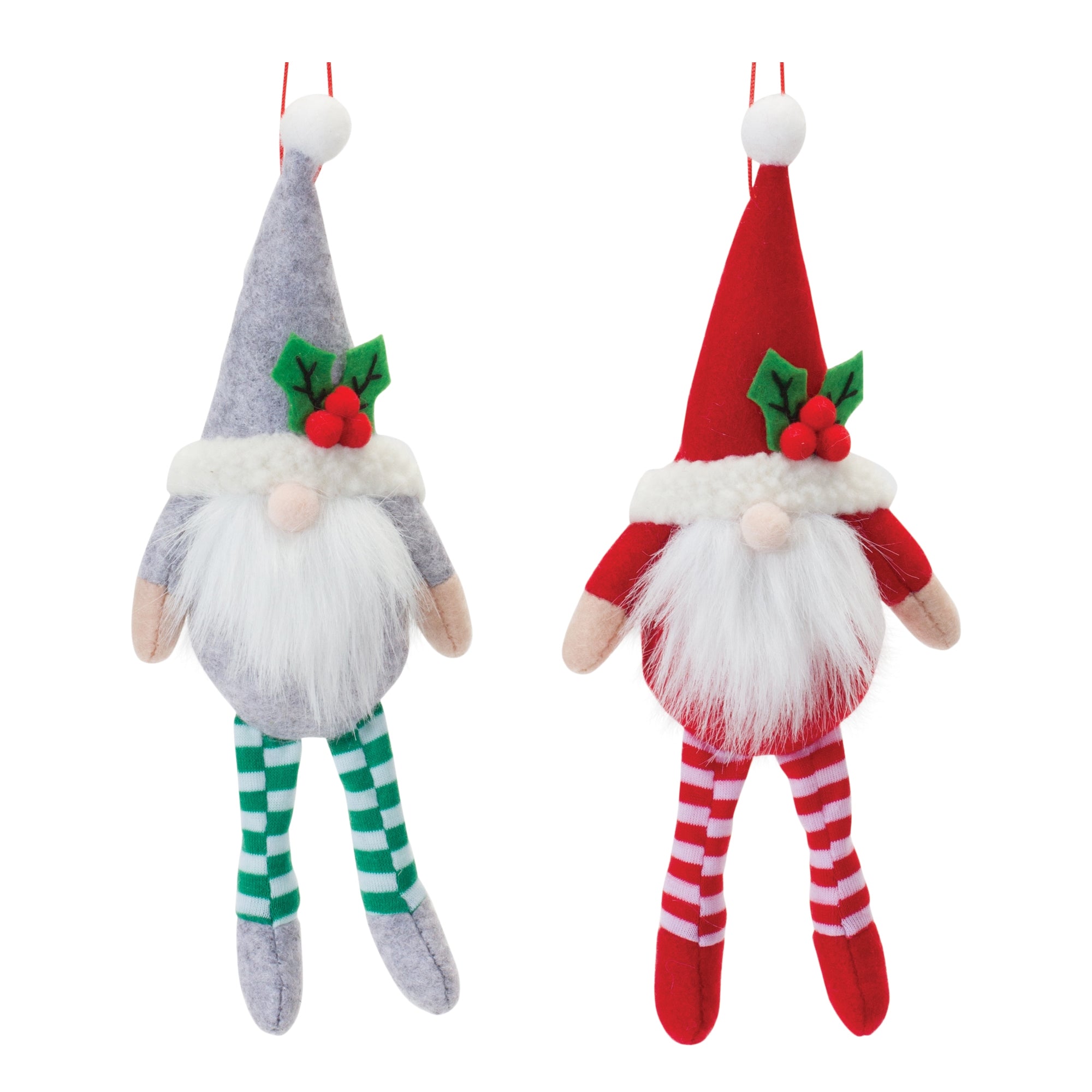 Gnome Ornament (2 set of) 9”H Polyester
