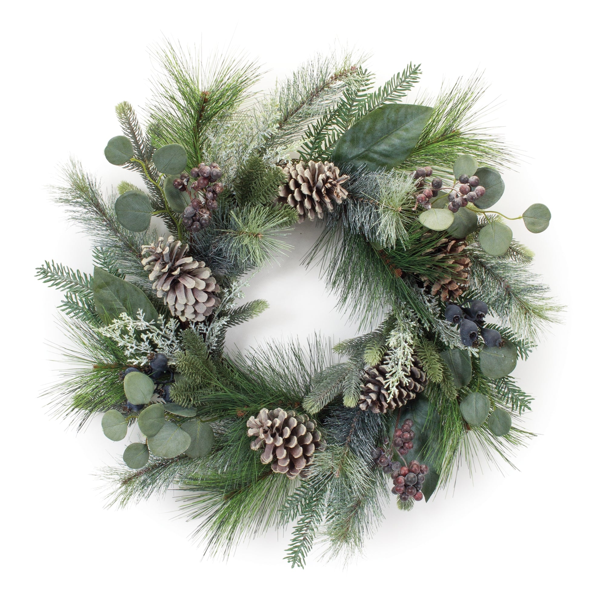 Pine/Berry/Eucalyptus Wreath 28”D Polyester/PVC