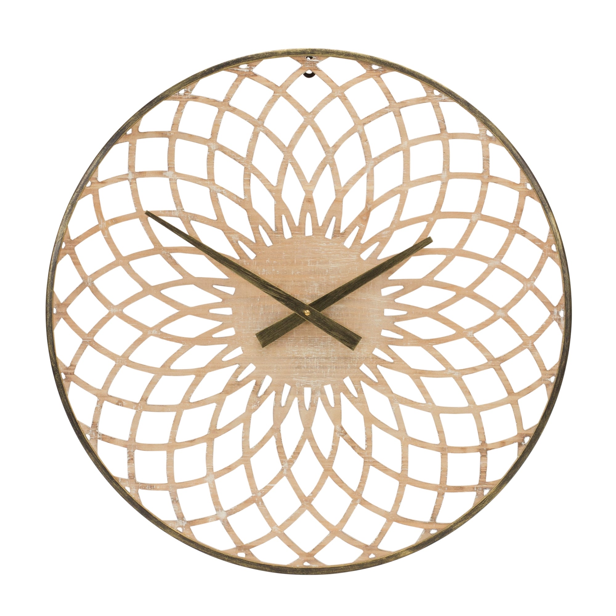 Wall Clock 23.75”D Wood/Iron