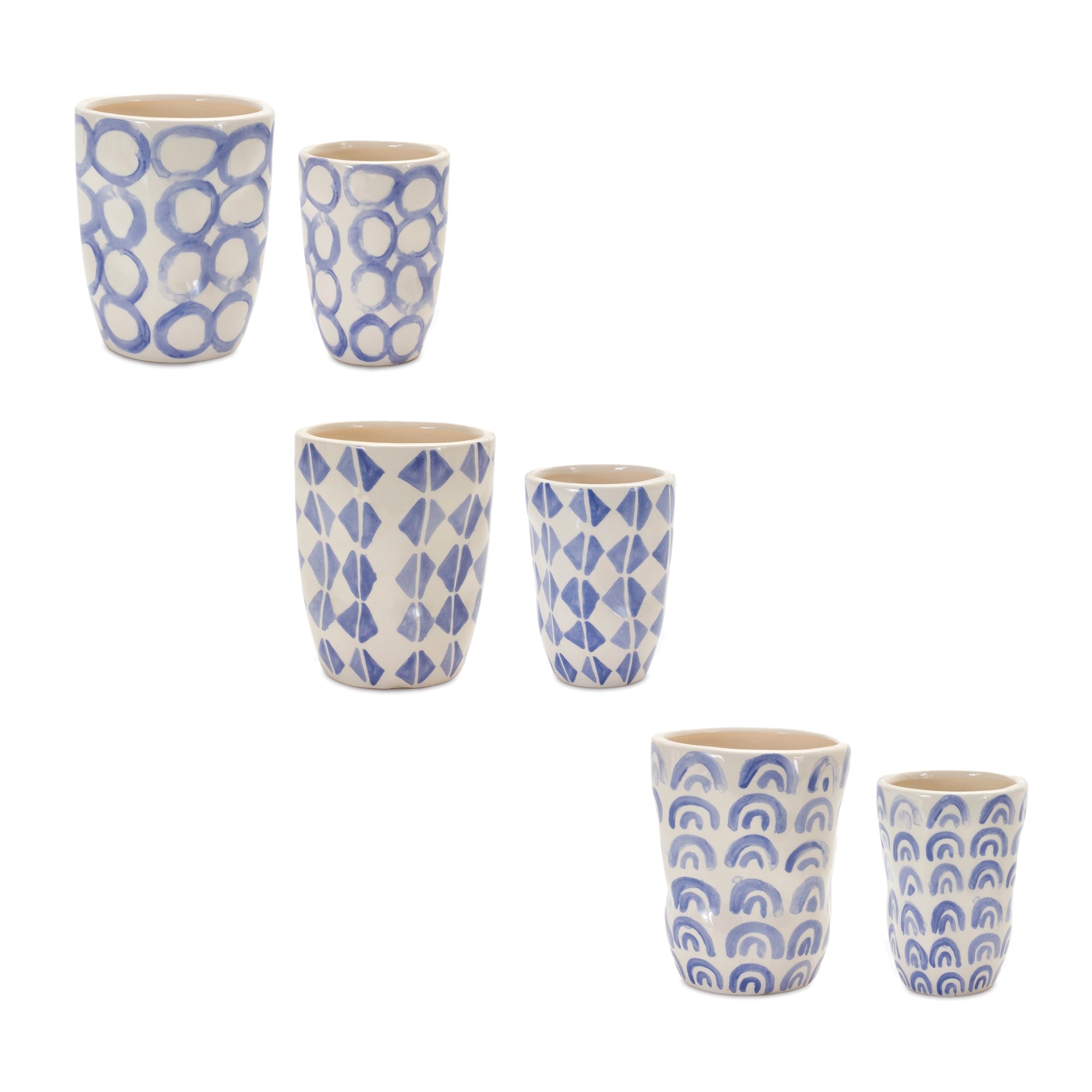 Pot (Set of 6) 2.75"D x 4.25"H, 3.75"D x 5"H Dolomite