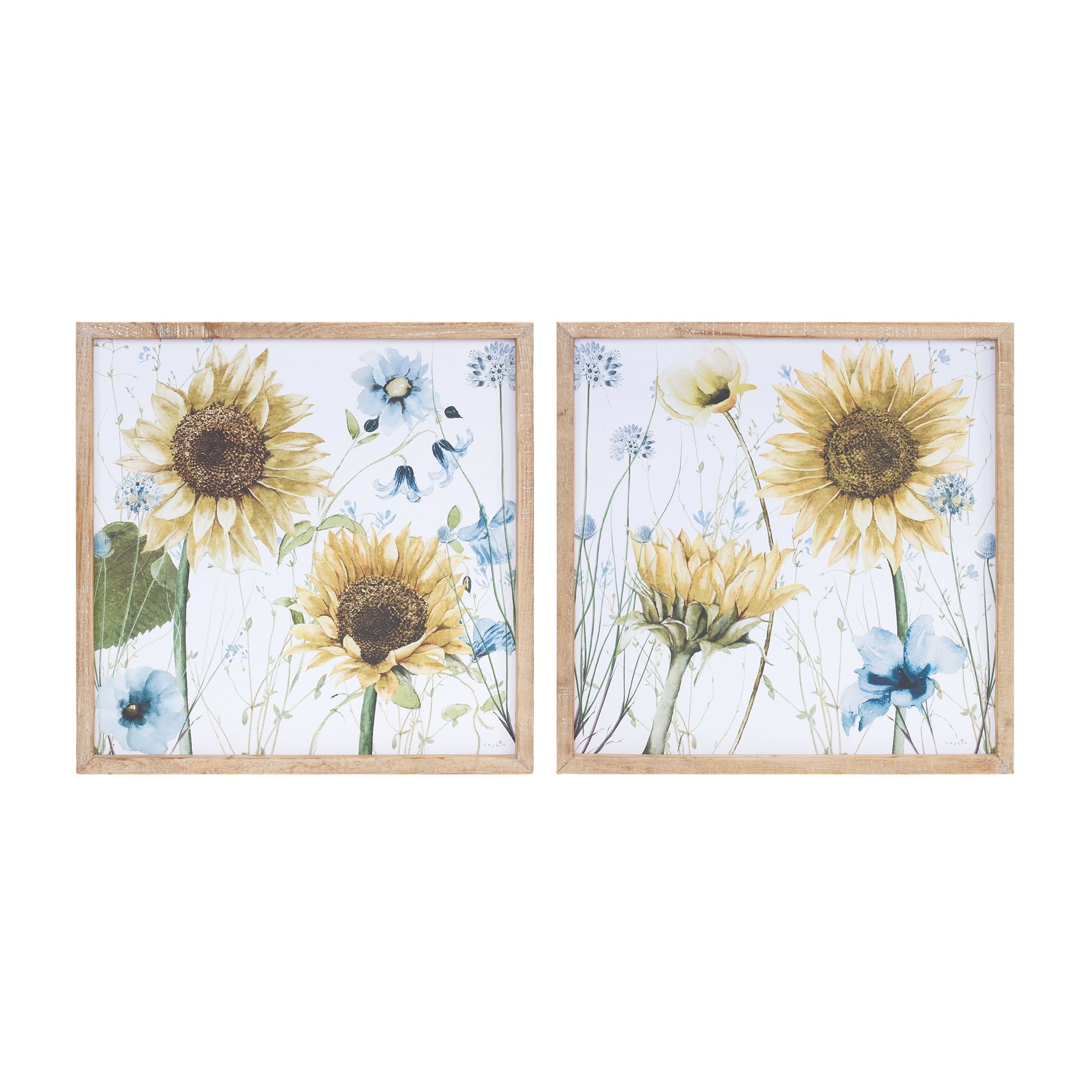 Framed Floral Print (2 Asst) 15.5”SQ Wood/Wood