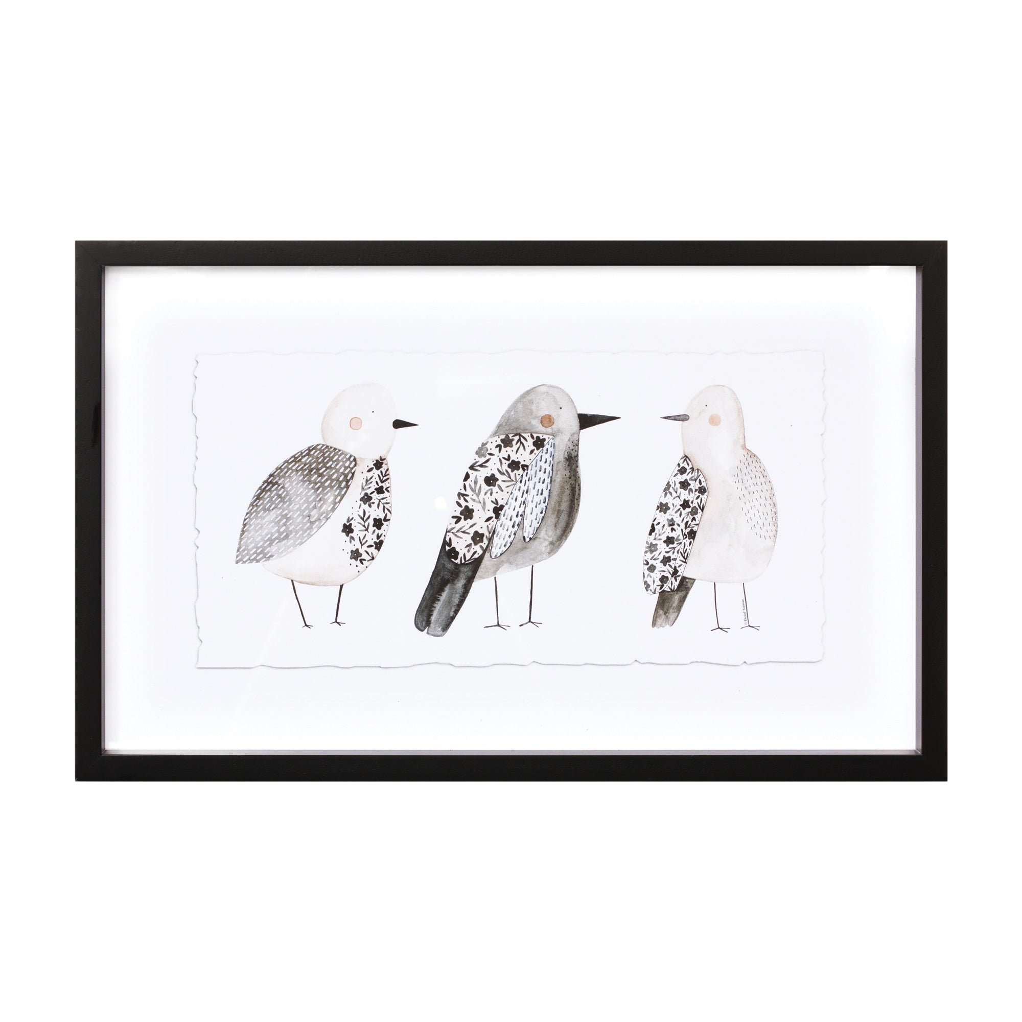 Framed Bird Print 19"L x 12"H Wood/Glass
