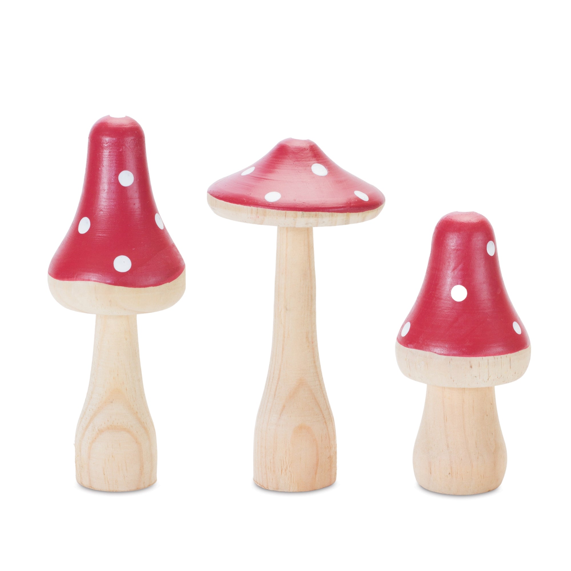 Mushroom (Set of 3) 5"H, 6.25"H, 6.5"H Wood