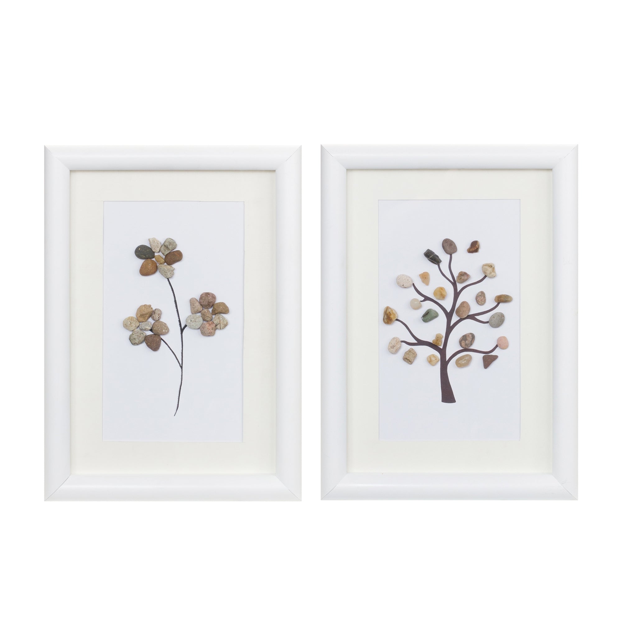Tree and Floral Wall Art (2 Asst) 10.25"L x 14.25"H Wood/Glass