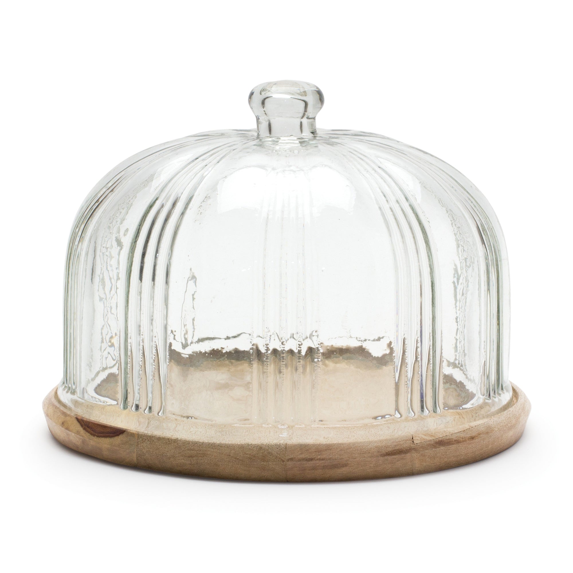 Dome on Plate Stand 10.25"D x 7.75"H Wood/Glass