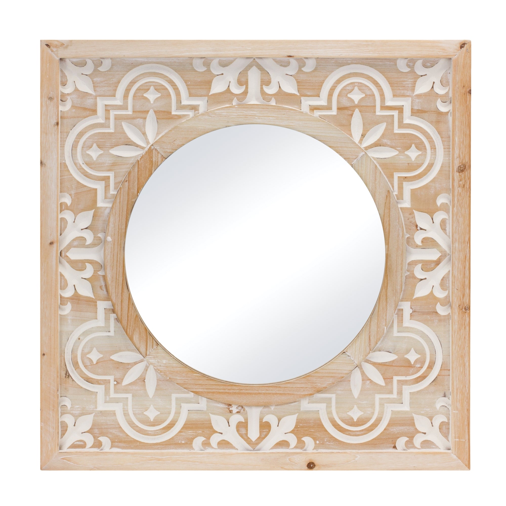 Wall Mirror 23.25”SQ Wood/Wood/Glass