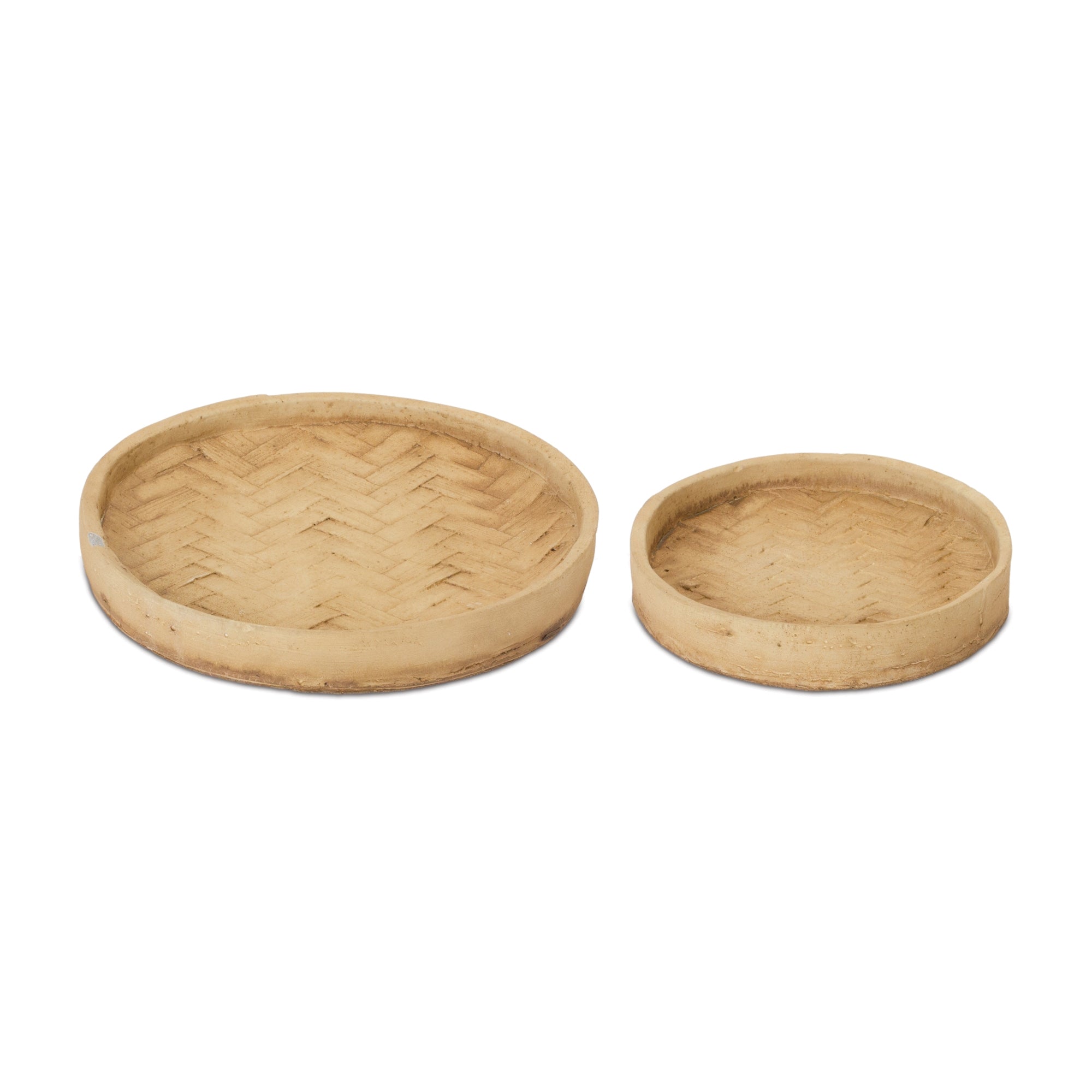 Tray (Set of 2) 5.25"D, 7.25"D Cement