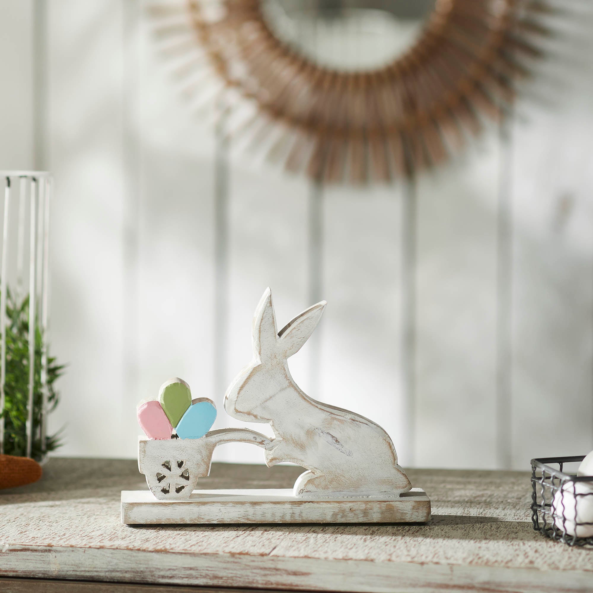 Bunny Hop Wooden Bunny w/ Cart Of Eggs
