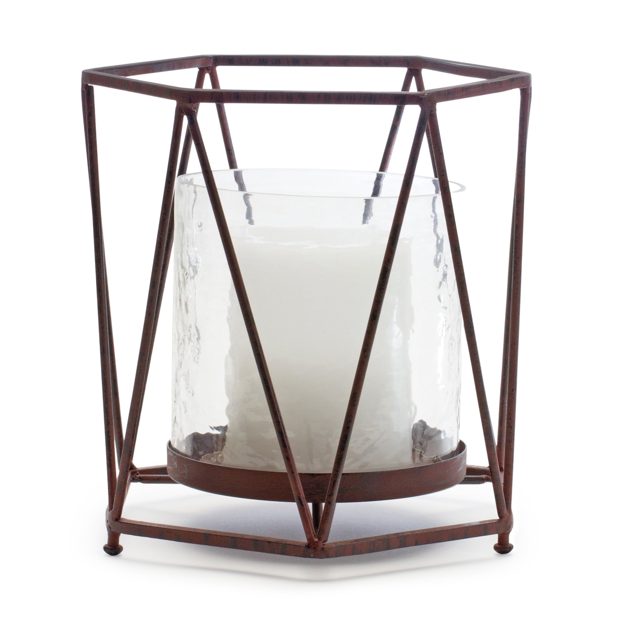 Candle Holder 9.25”H Iron/Glass