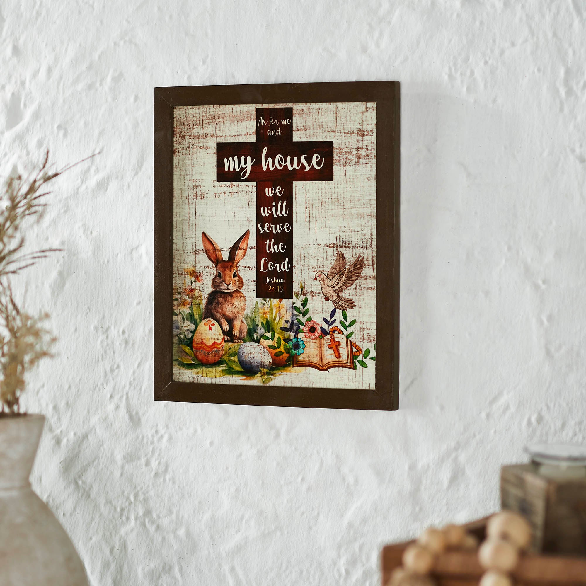 Bunny Hop Joshua 24:15 Cross MDF Wall Sign