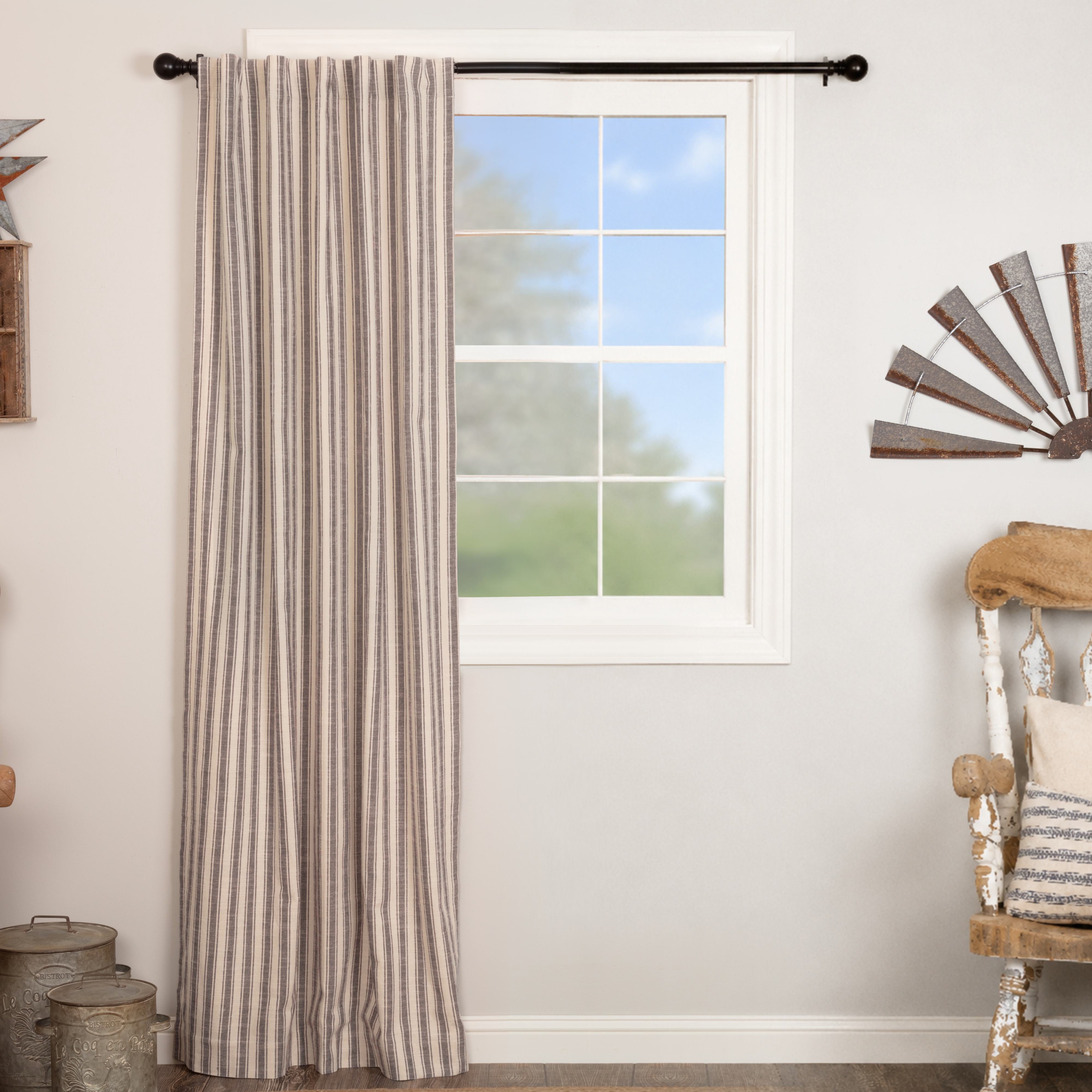 Market Place Gray Ticking Stripe Blackout Panel