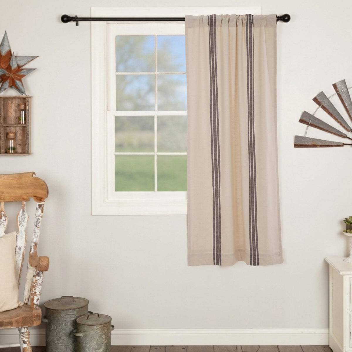 Market Place Gray Grain Sack Stripe Blackout Short Panel