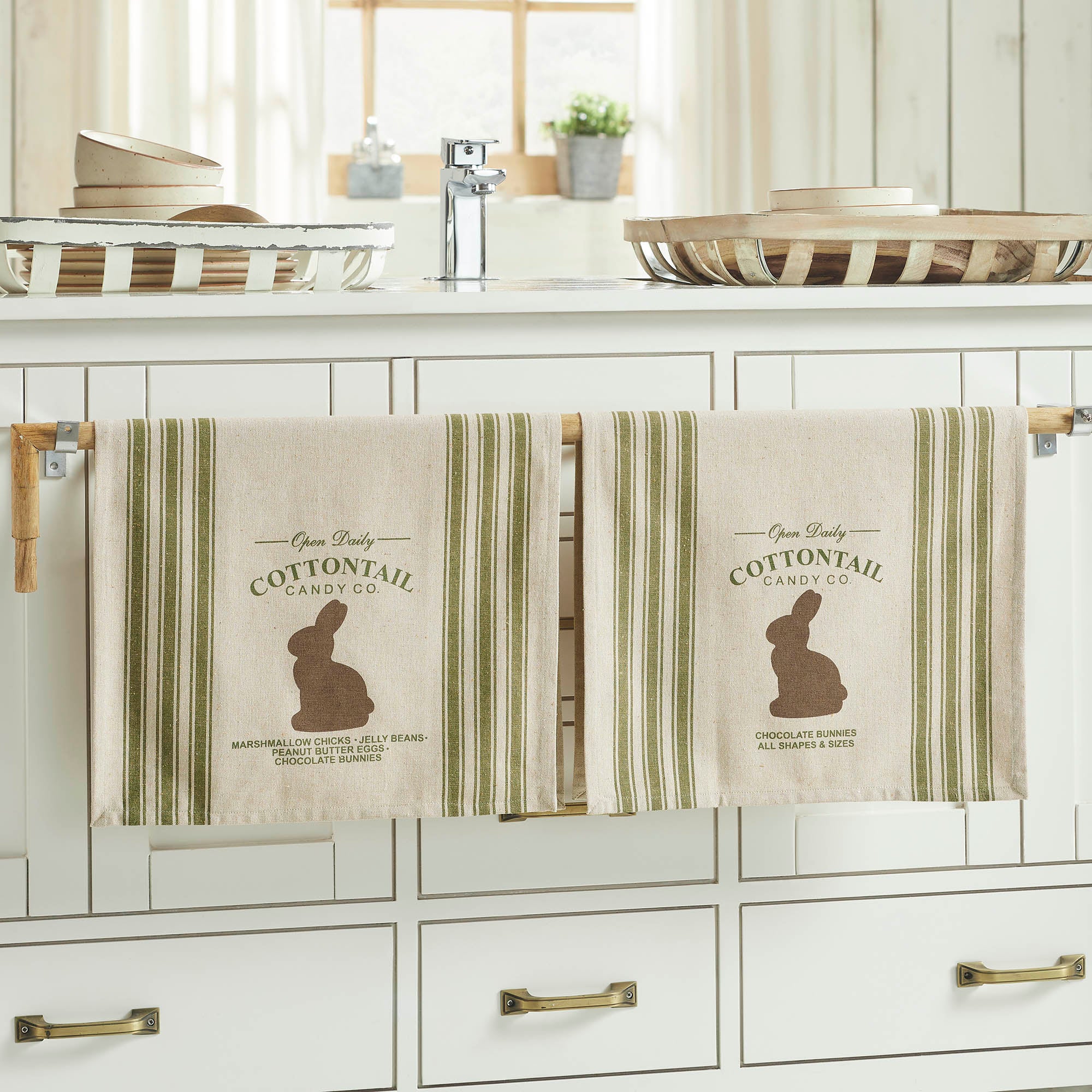 Bunny Hop Cottontail Candy Co Tea Towel Set of 2