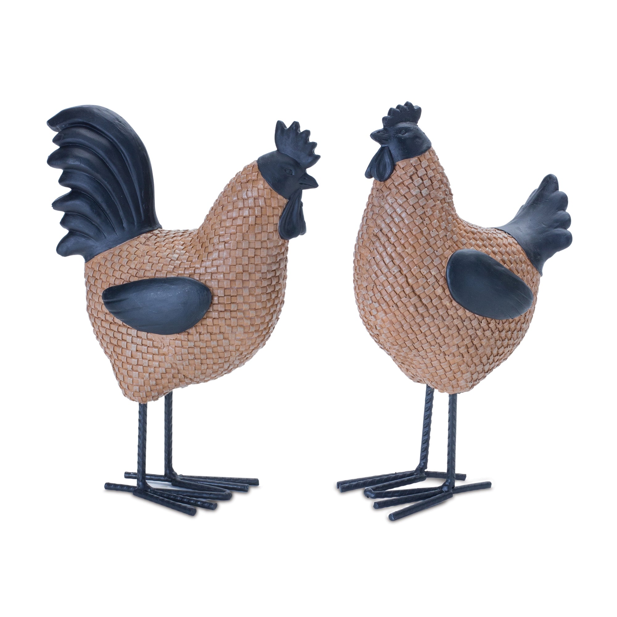 Hen and Rooster (2 Asst) 9”H Resin