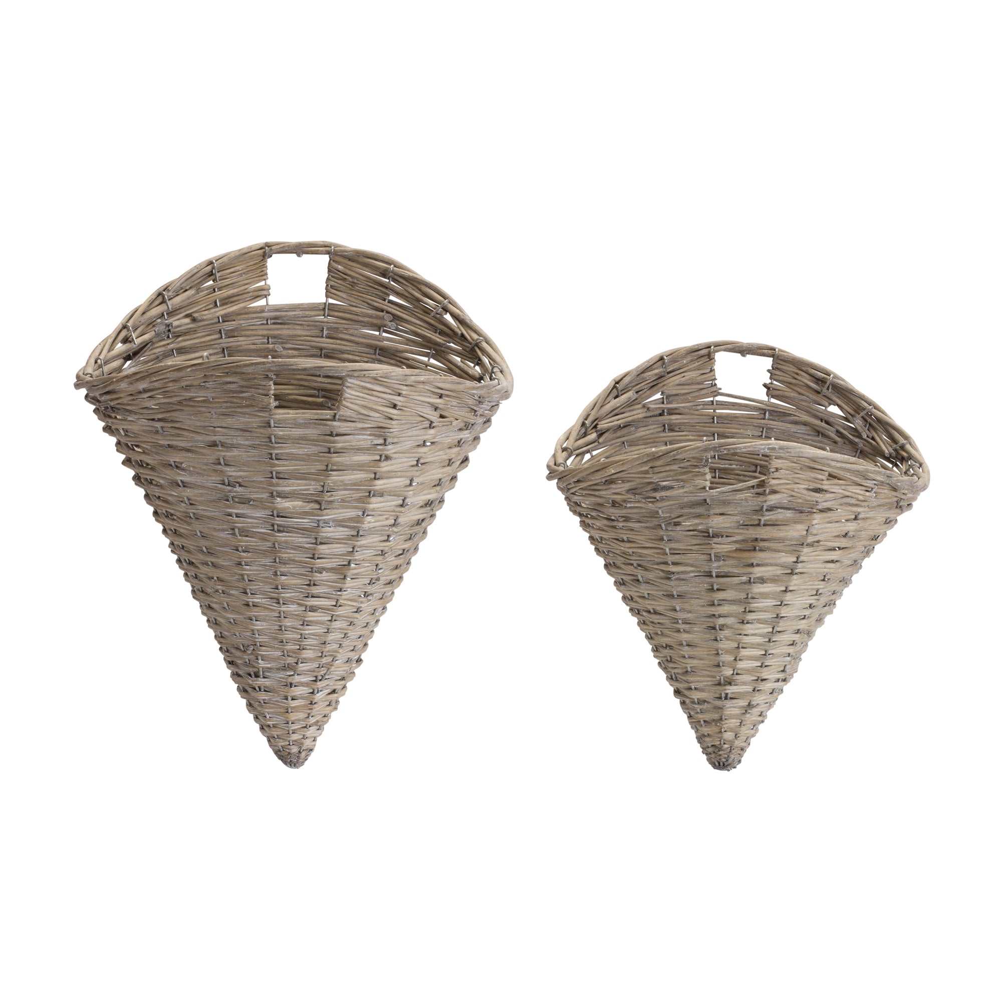 Wall Basket (Set of 2) 9.25" x 11.75"H, 11.5" x 14.5"H Willow