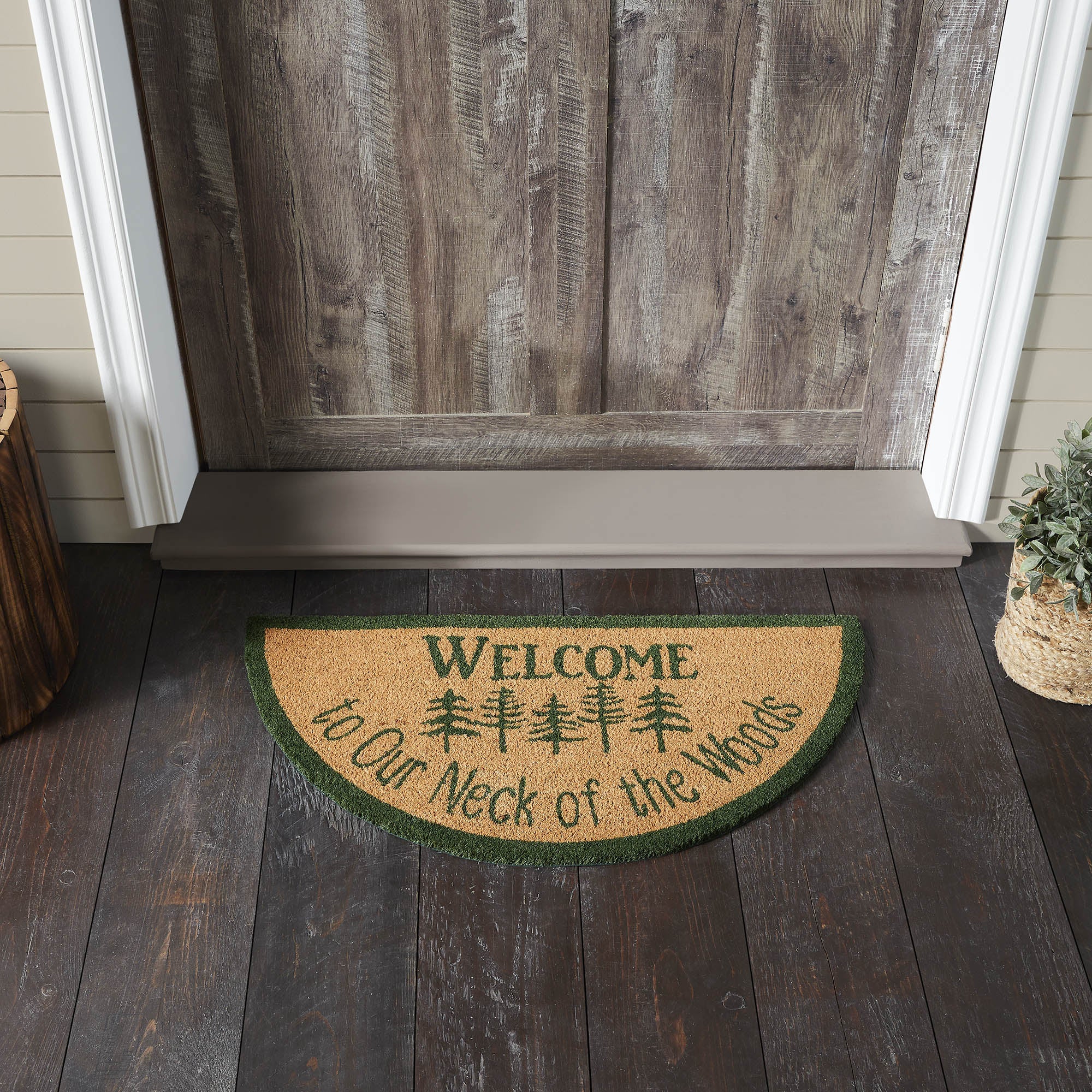 Neck Of Woods Coir Welcome Rug Half Circle 16.5x33