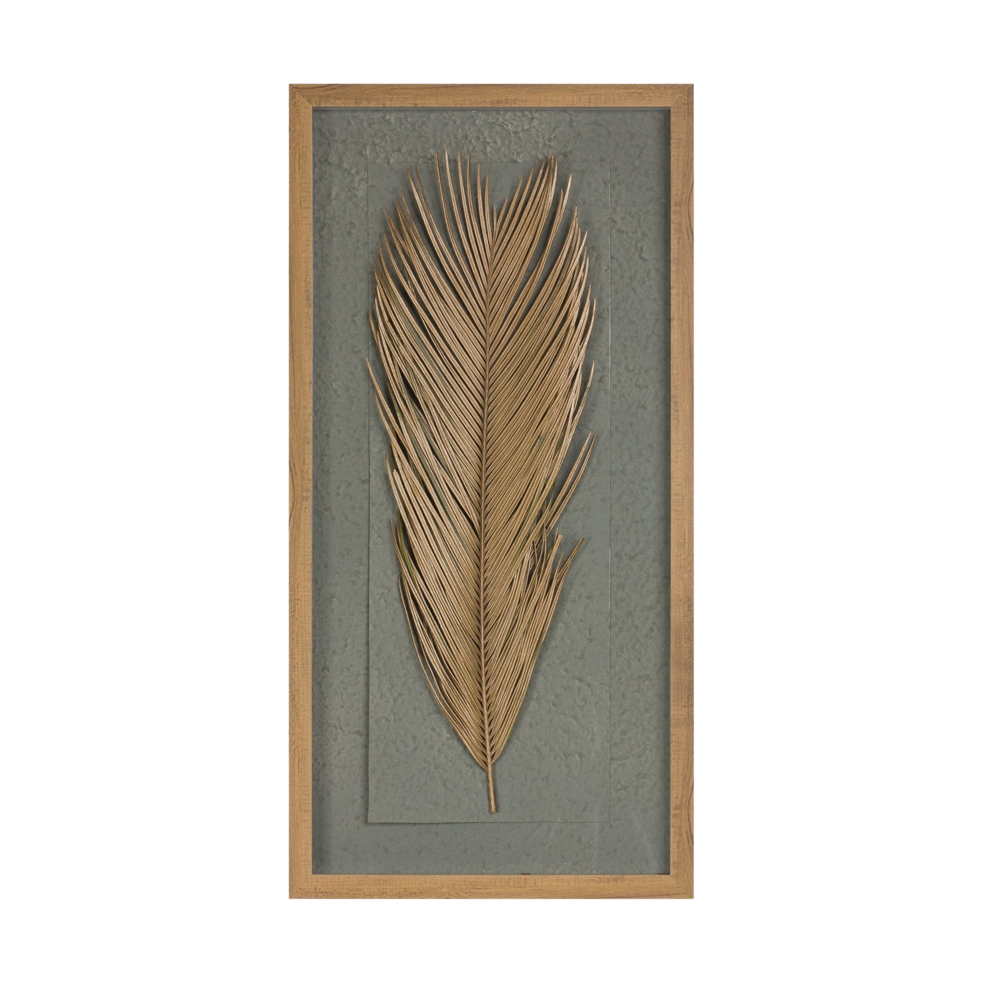Framed Palm 14"L x 27.5"H Wood/Paper