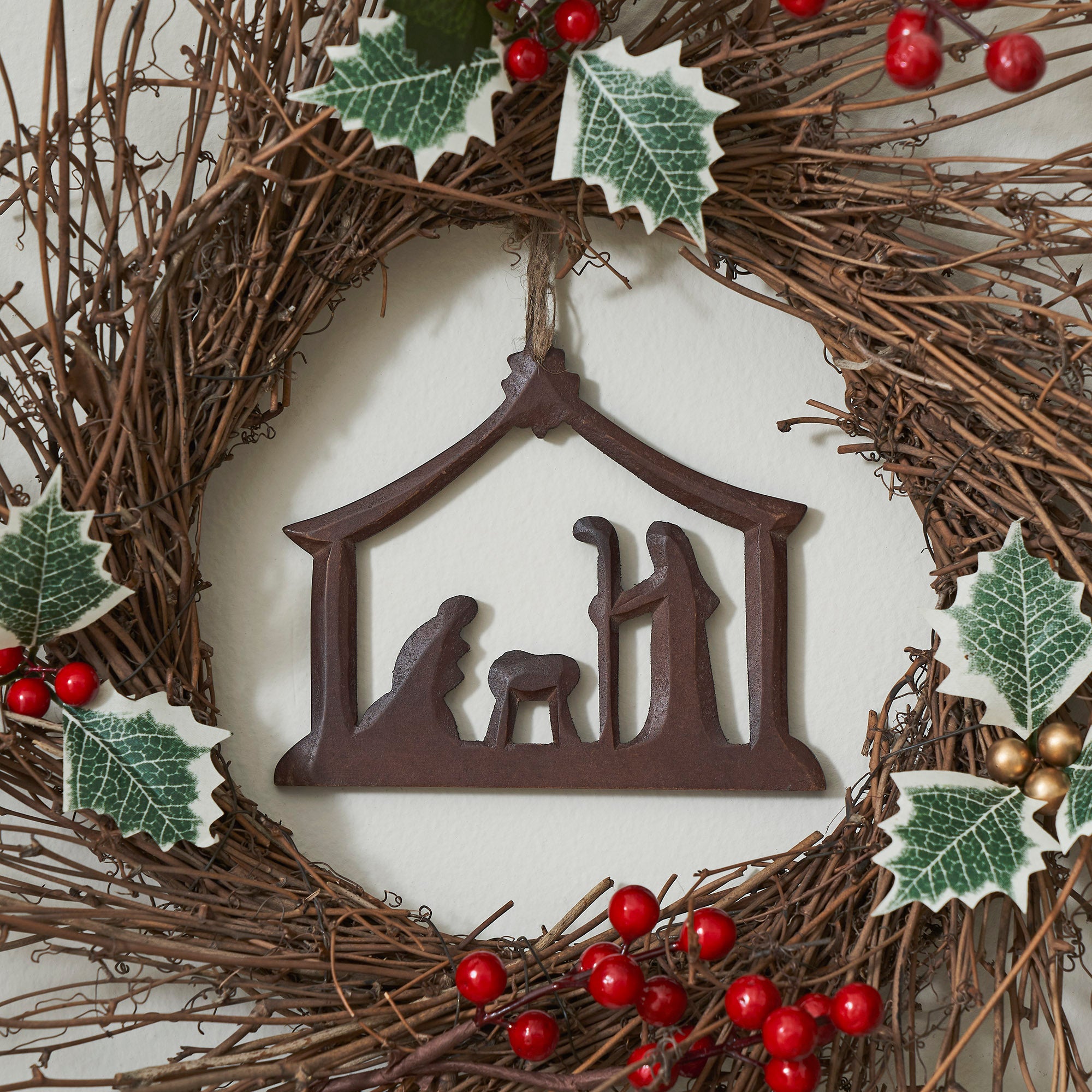 Nativity Scene Ornament Dark Finish