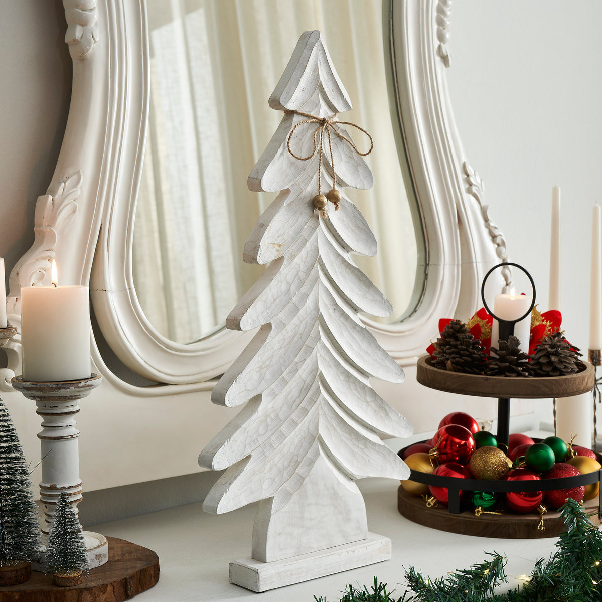 All is Calm Distressed White Wooden Tree