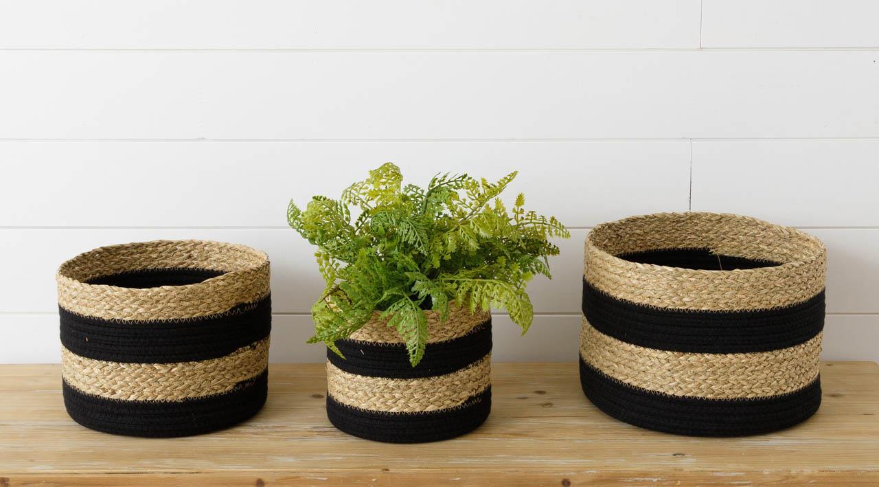 Baskets - Black Rope and Seagrass Stripe
