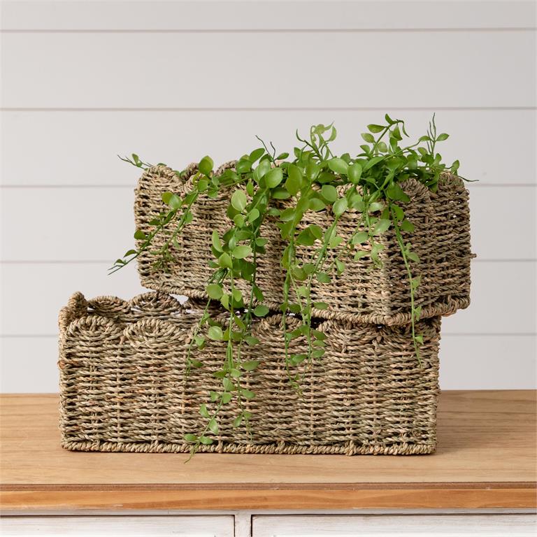 Scalloped Edge Seagrass Baskets (S/2)