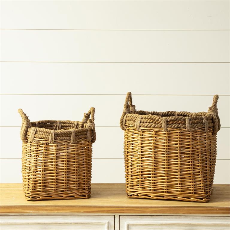 Wicker Basket with Rope Handle