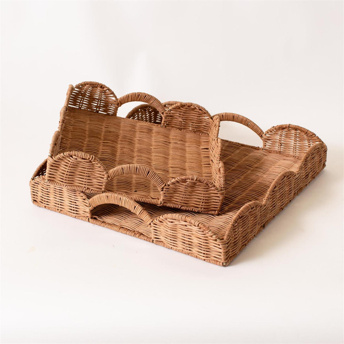 Rattan Scalloped Trays (S/2)