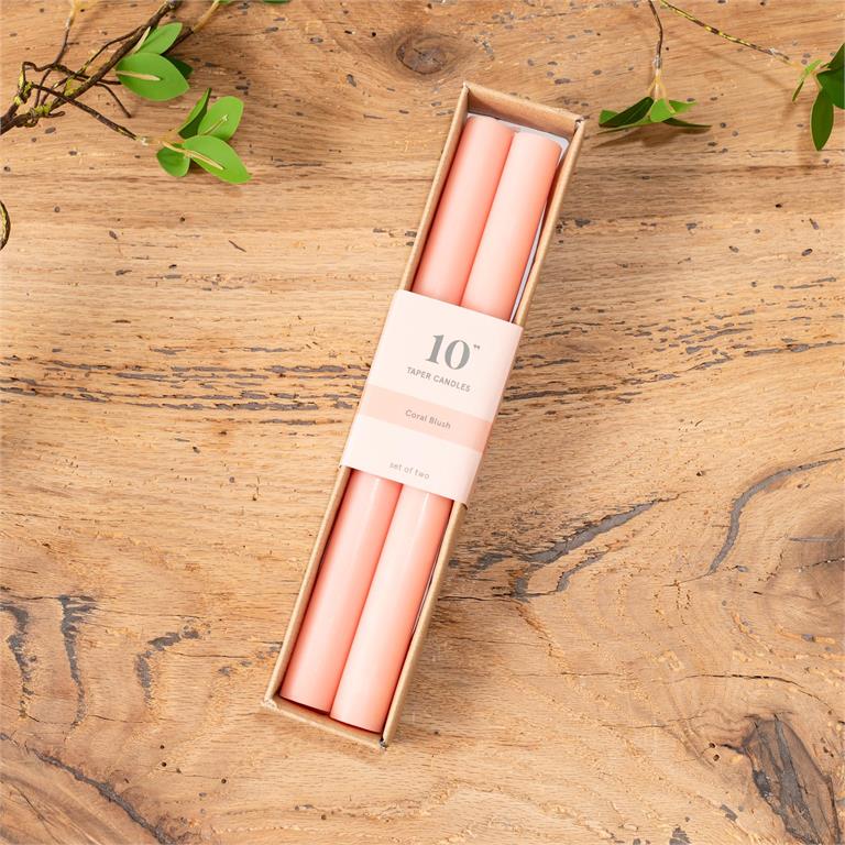 Coral Blush Taper Candle 10 in (S/2)