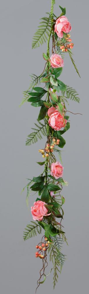 Garland - Cabbage Roses, Dogwood And Berries