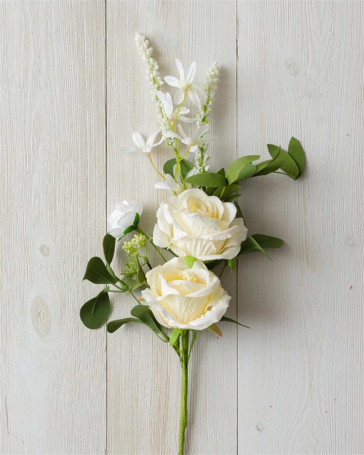 Pick - Cream Rose, White Asstd Flowers, Foliage