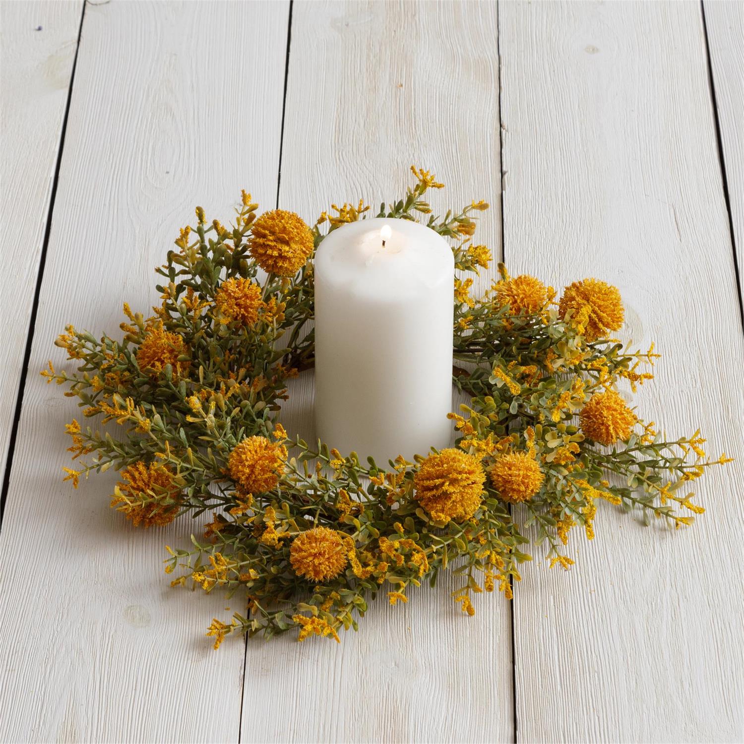 Yellow Billy Buttons Candle Ring