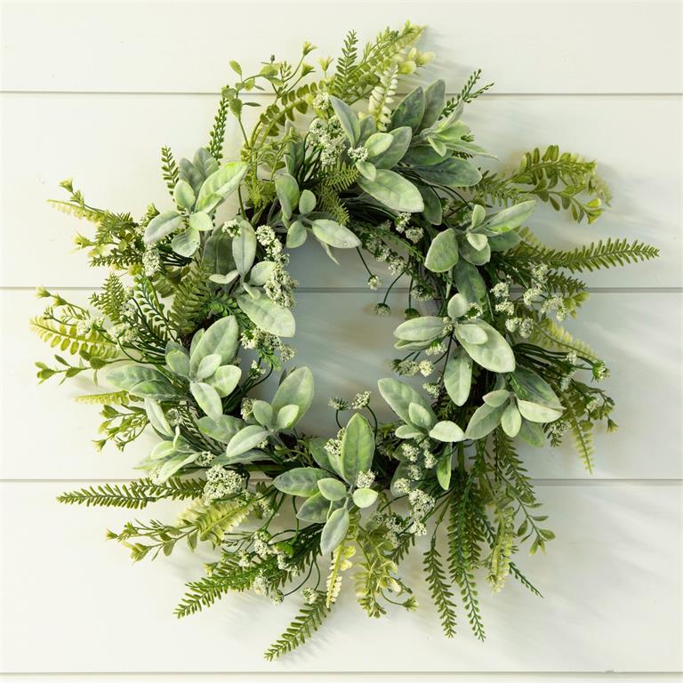 Wreath - Lambs Ear And Mixed Greens