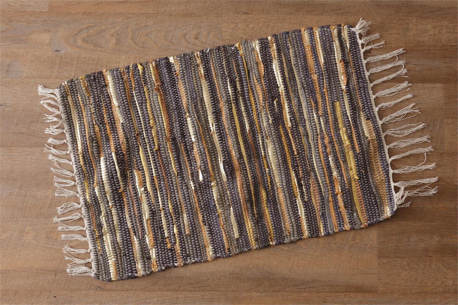 Chindi Rug - Dark Gray And Gold