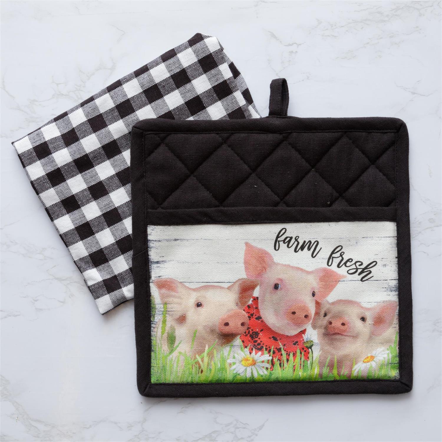 Pot Holder And Tea Towel - Farm Fresh